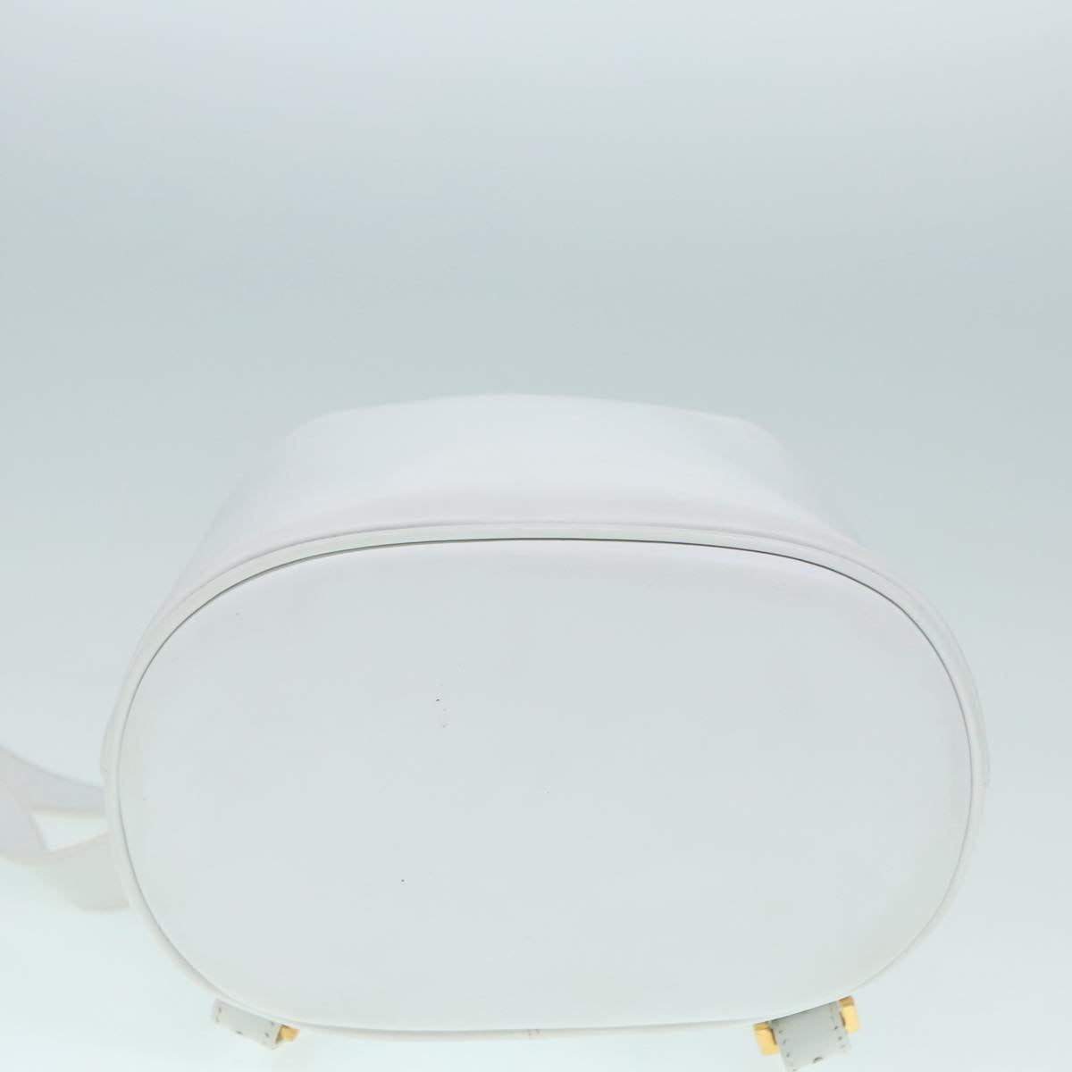 Salvatore Ferragamo Backpack Leather Wicker White Gold Auth 89808V