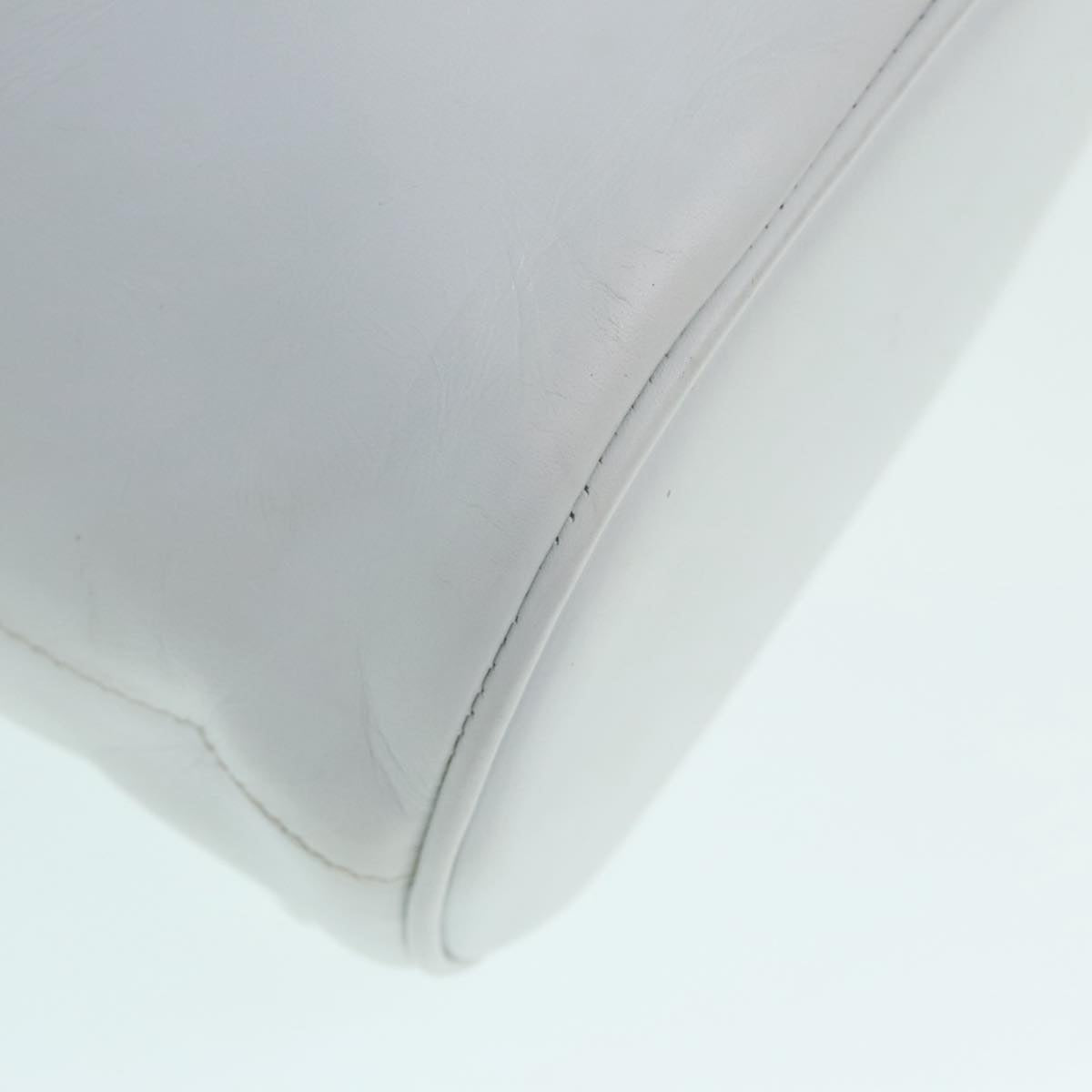 Salvatore Ferragamo Backpack Leather Wicker White Gold Auth 89808V