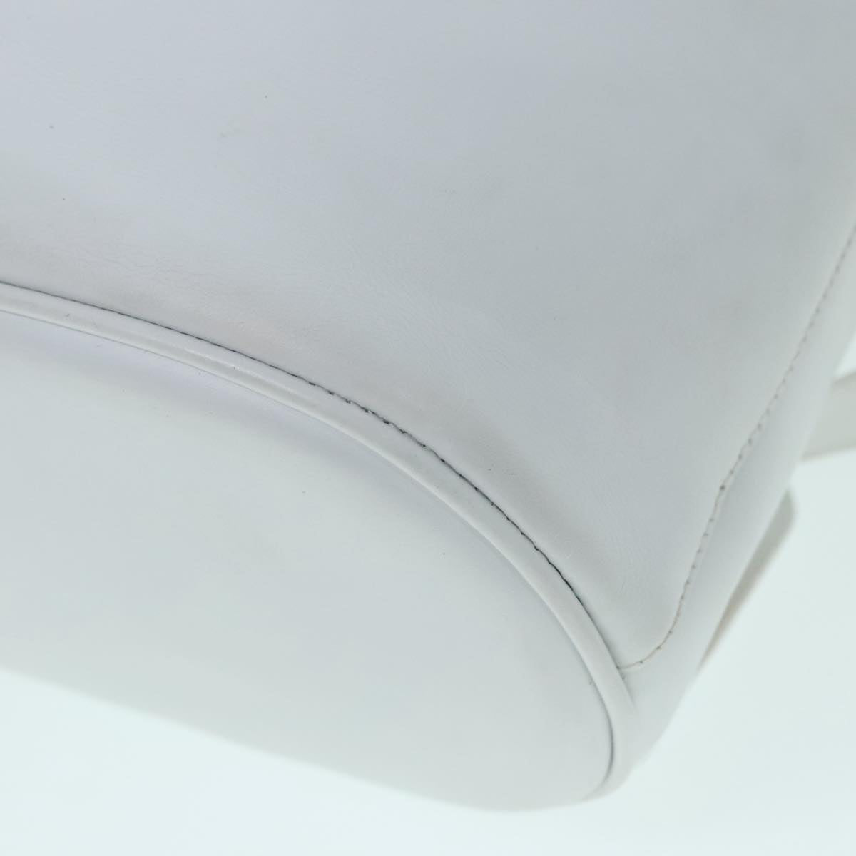 Salvatore Ferragamo Backpack Leather Wicker White Gold Auth 89808V