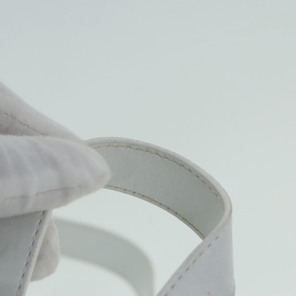 Salvatore Ferragamo Backpack Leather Wicker White Gold Auth 89808V