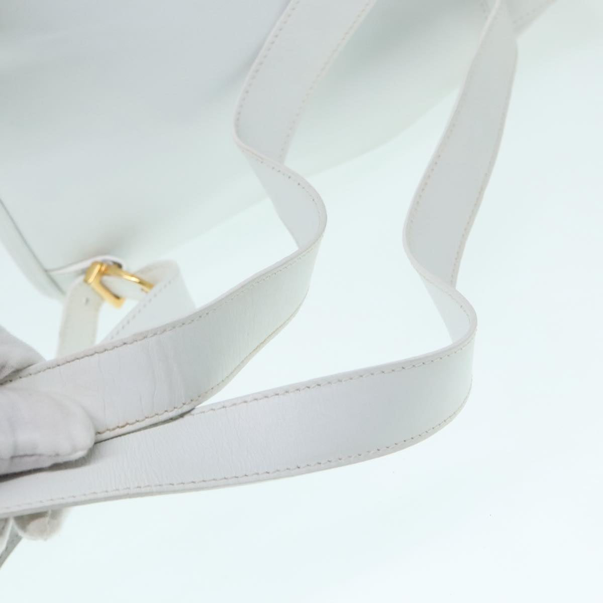 Salvatore Ferragamo Backpack Leather Wicker White Gold Auth 89808V