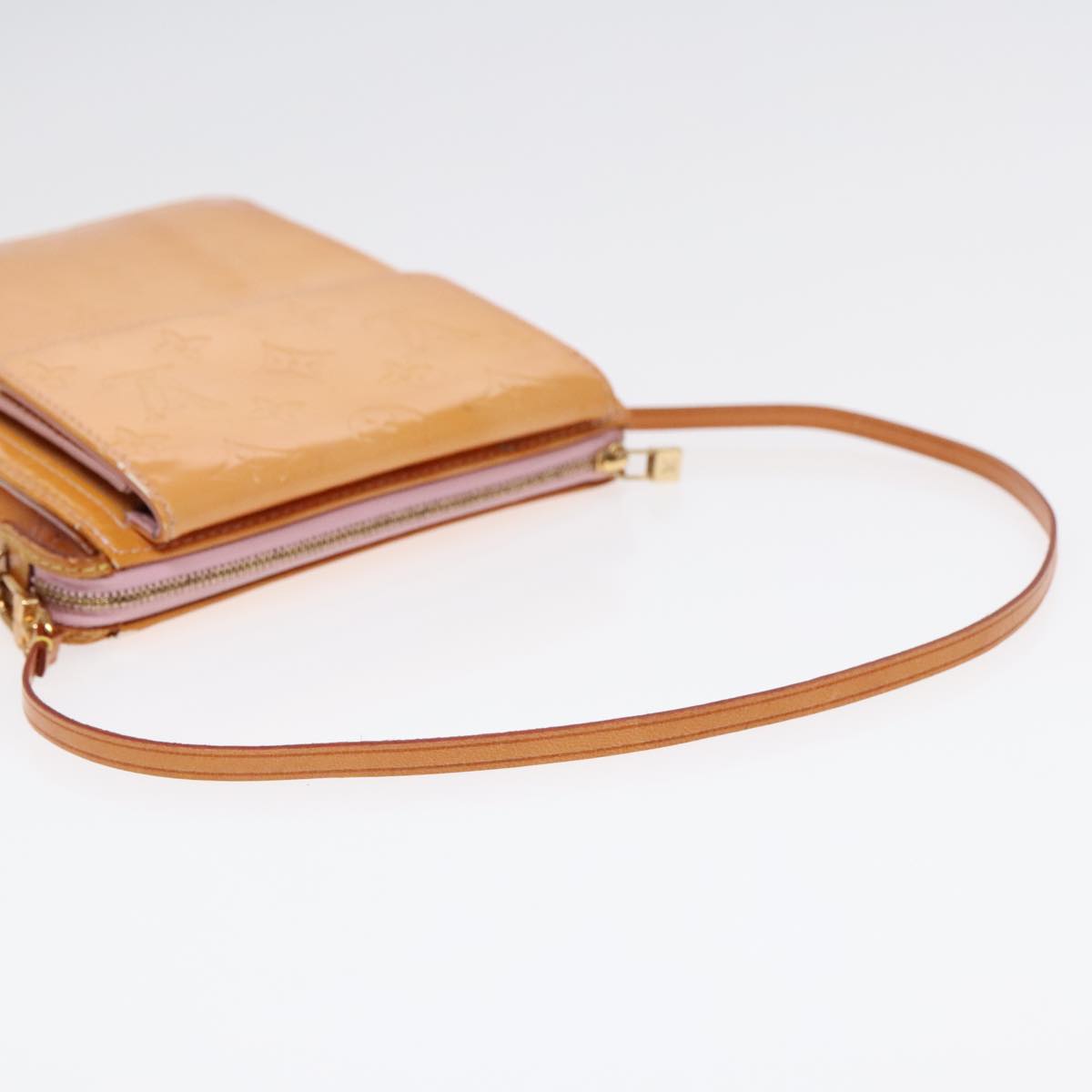 LOUIS VUITTON Monogram Vernis Motto Pouch Marshmallow Pink M91312 LV Auth 89850