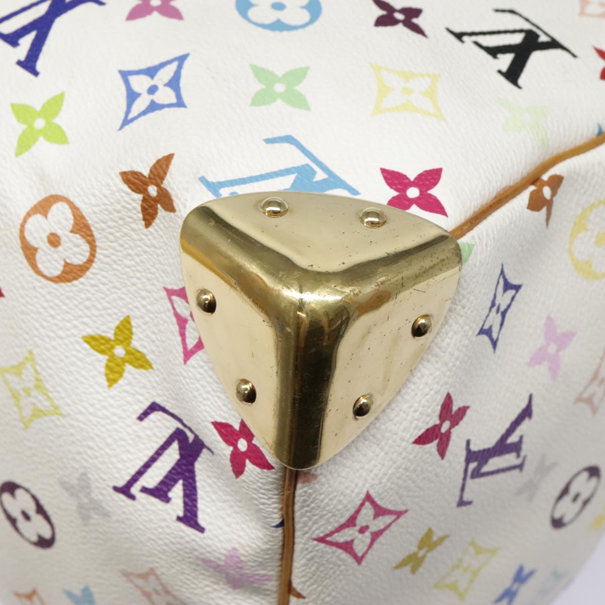 LOUIS VUITTON Monogram Multicolor Keepall 45 Boston Bag White M92641 Auth 89901AM