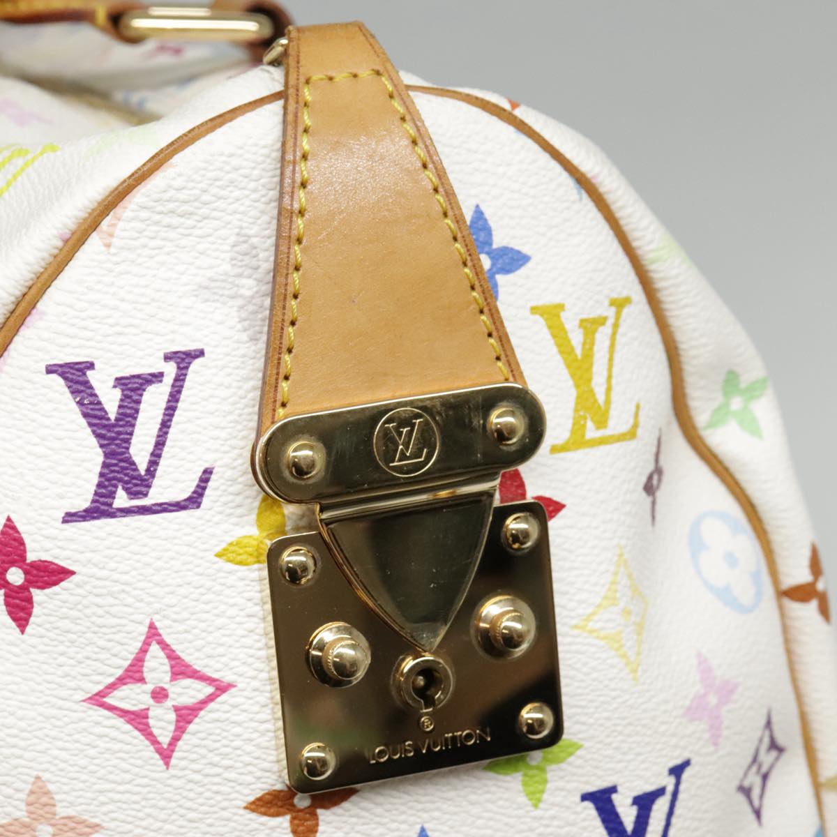 LOUIS VUITTON Monogram Multicolor Keepall 45 Boston Bag White M92641 Auth 89901AM
