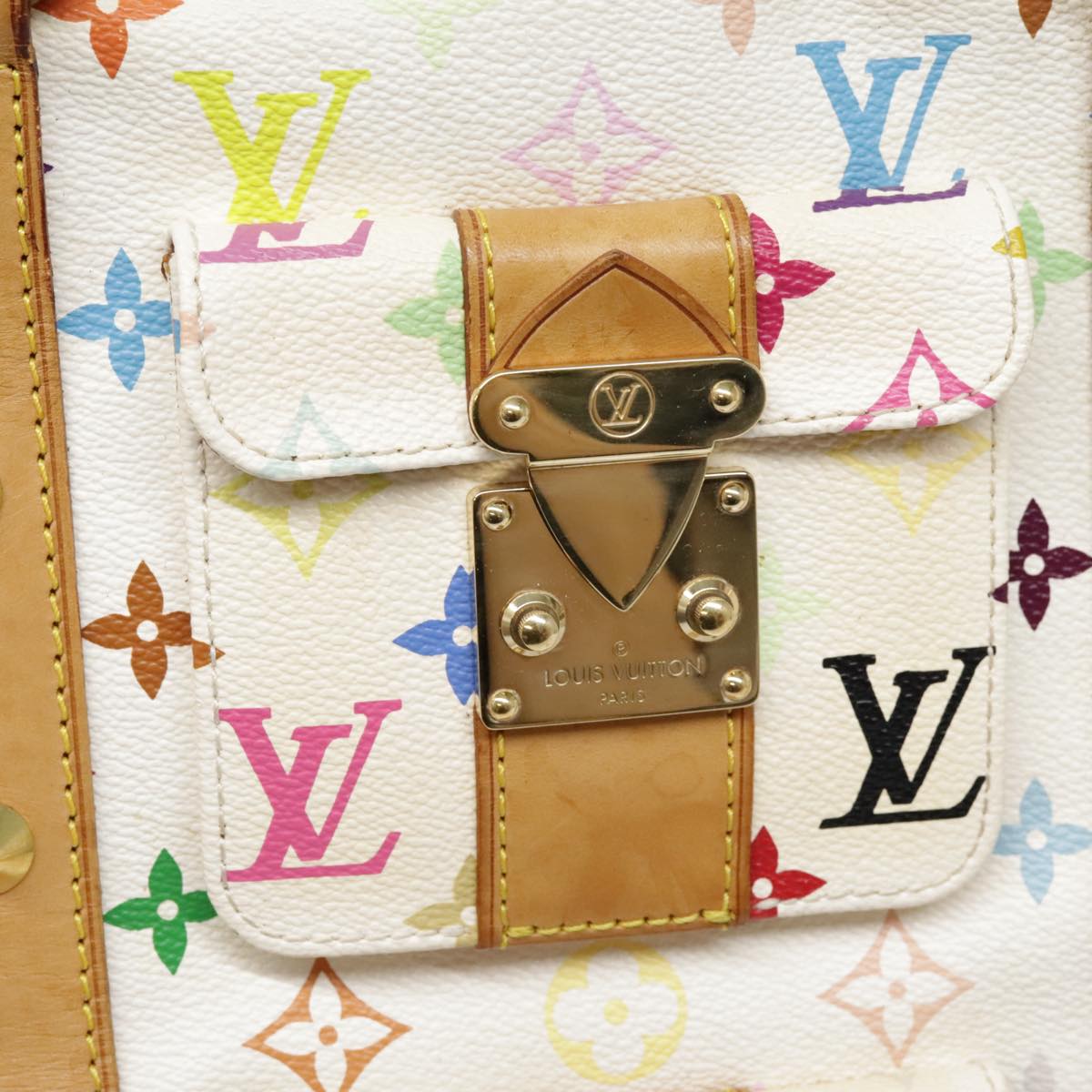 LOUIS VUITTON Monogram Multicolor Keepall 45 Boston Bag White M92641 Auth 89901AM