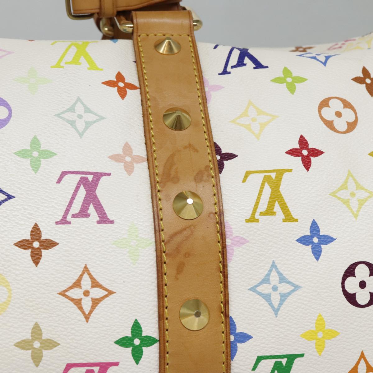LOUIS VUITTON Monogram Multicolor Keepall 45 Boston Bag White M92641 Auth 89901AM