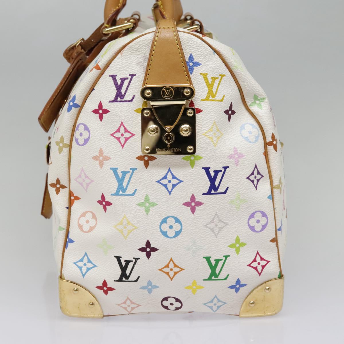 LOUIS VUITTON Monogram Multicolor Keepall 45 Boston Bag White M92641 Auth 89901AM