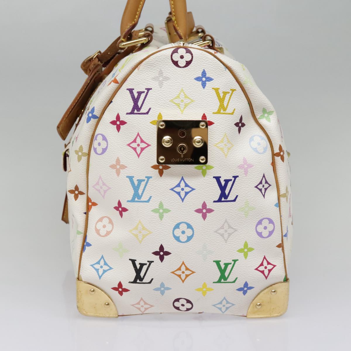 LOUIS VUITTON Monogram Multicolor Keepall 45 Boston Bag White M92641 Auth 89901AM
