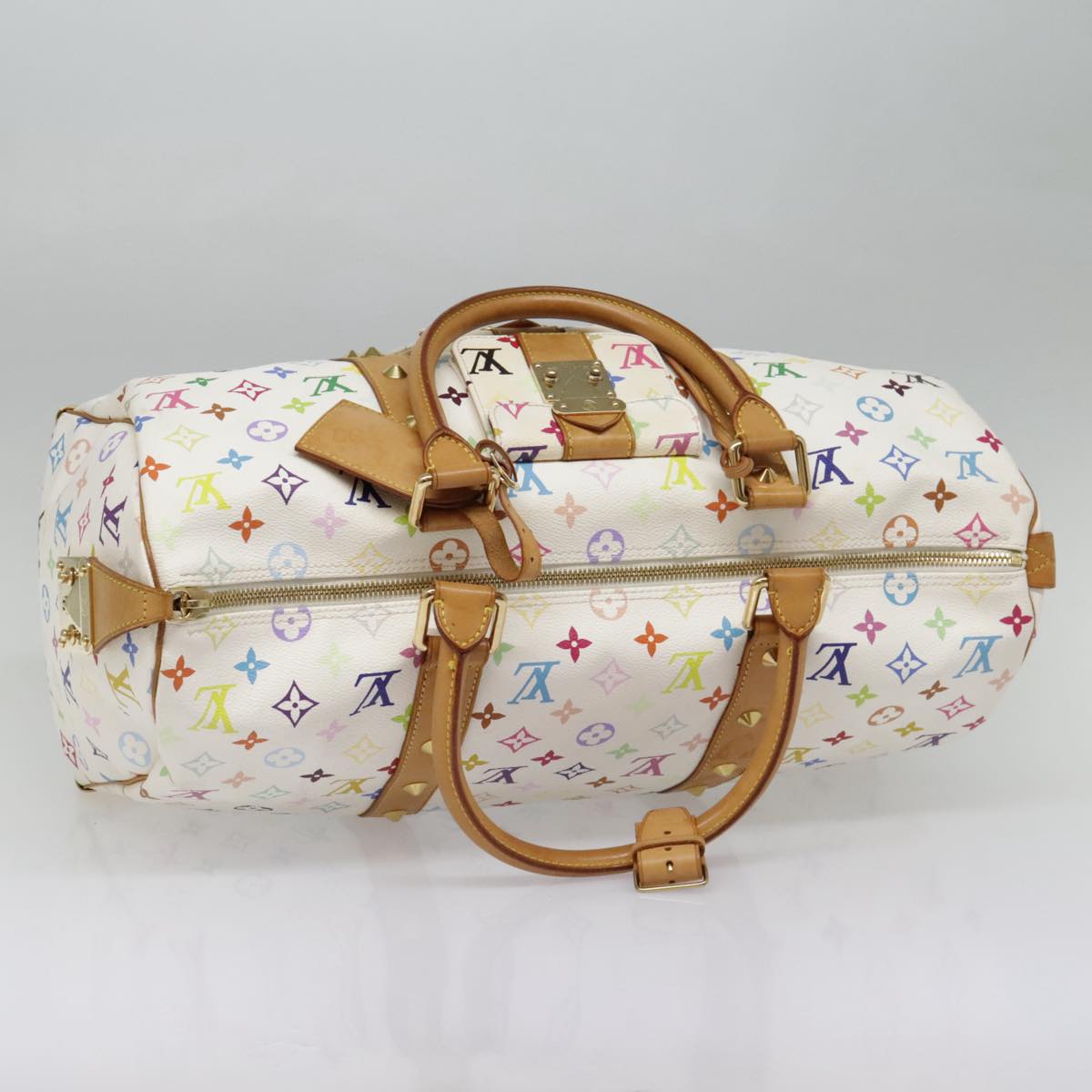 LOUIS VUITTON Monogram Multicolor Keepall 45 Boston Bag White M92641 Auth 89901AM