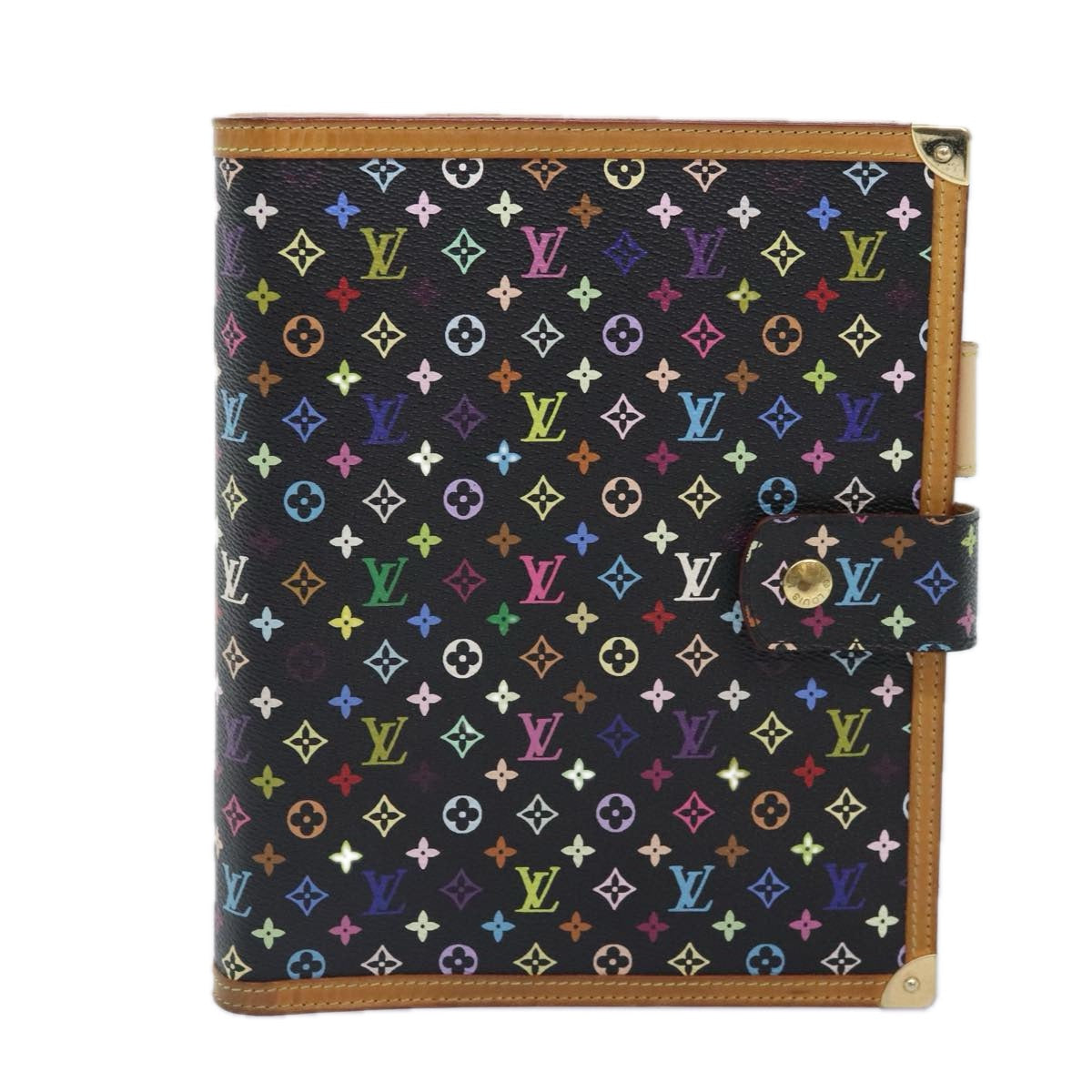 LOUIS VUITTON Multicolor Agenda GM Day Planner Cover Black R20893 LV Auth 89931AV