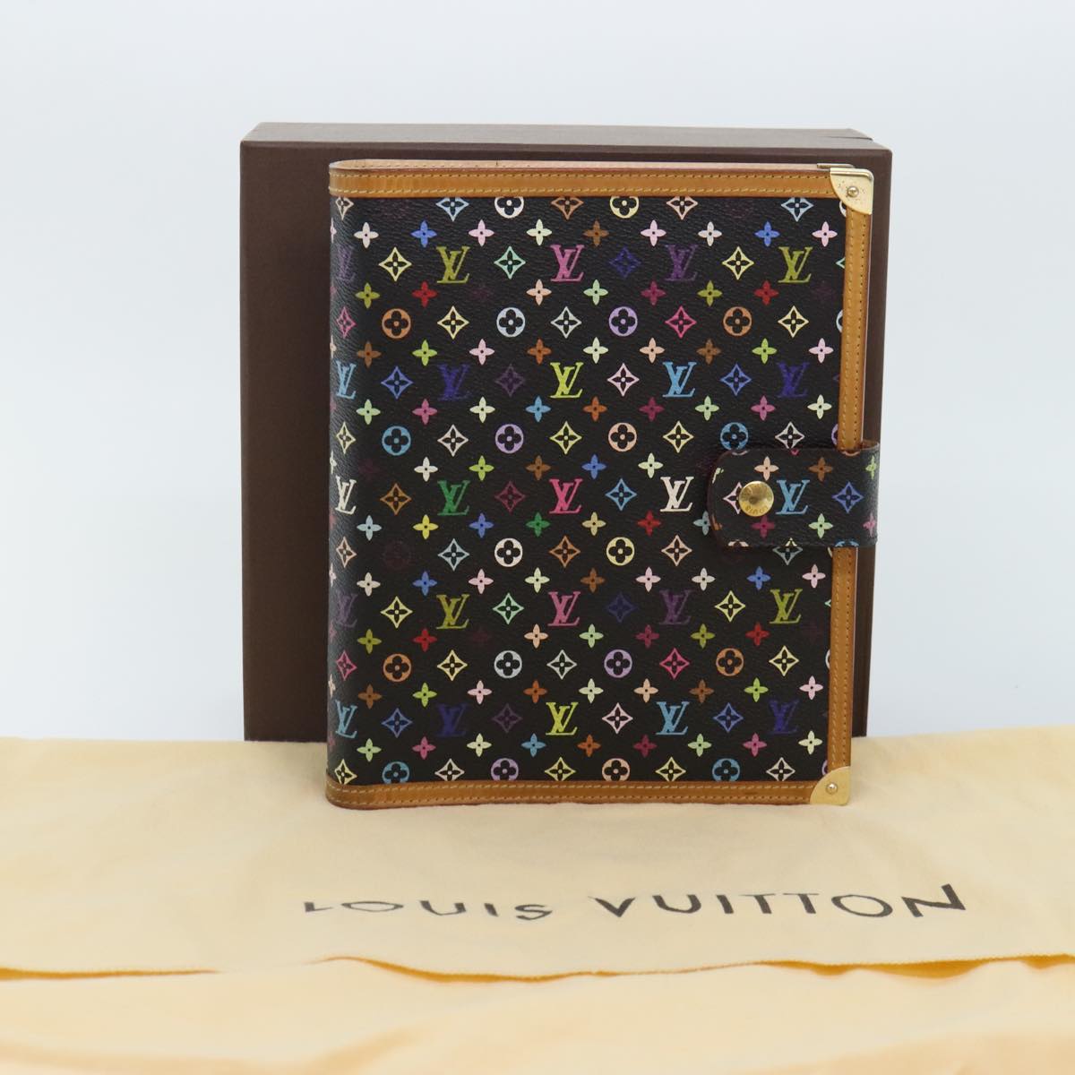 LOUIS VUITTON Multicolor Agenda GM Day Planner Cover Black R20893 LV Auth 89931AV