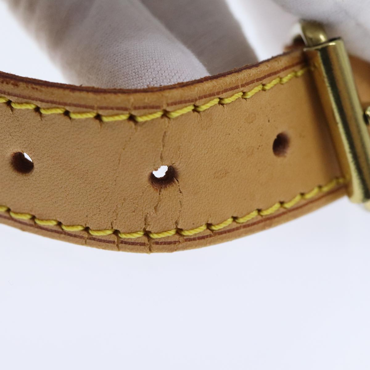 LOUIS VUITTON Adjustable Shoulder Strap Leather 36.2""""""""-43.7"""""""" Beige Auth 90005