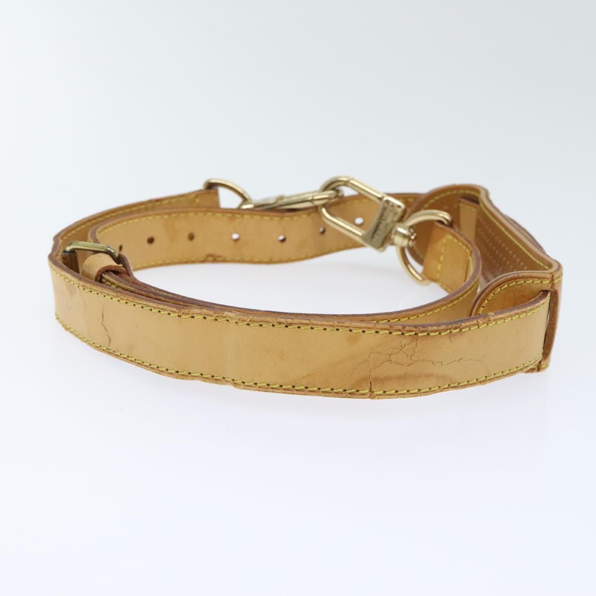 LOUIS VUITTON Adjustable Shoulder Strap Leather 31.5""""""""-38.6"""""""" Beige Auth 90043