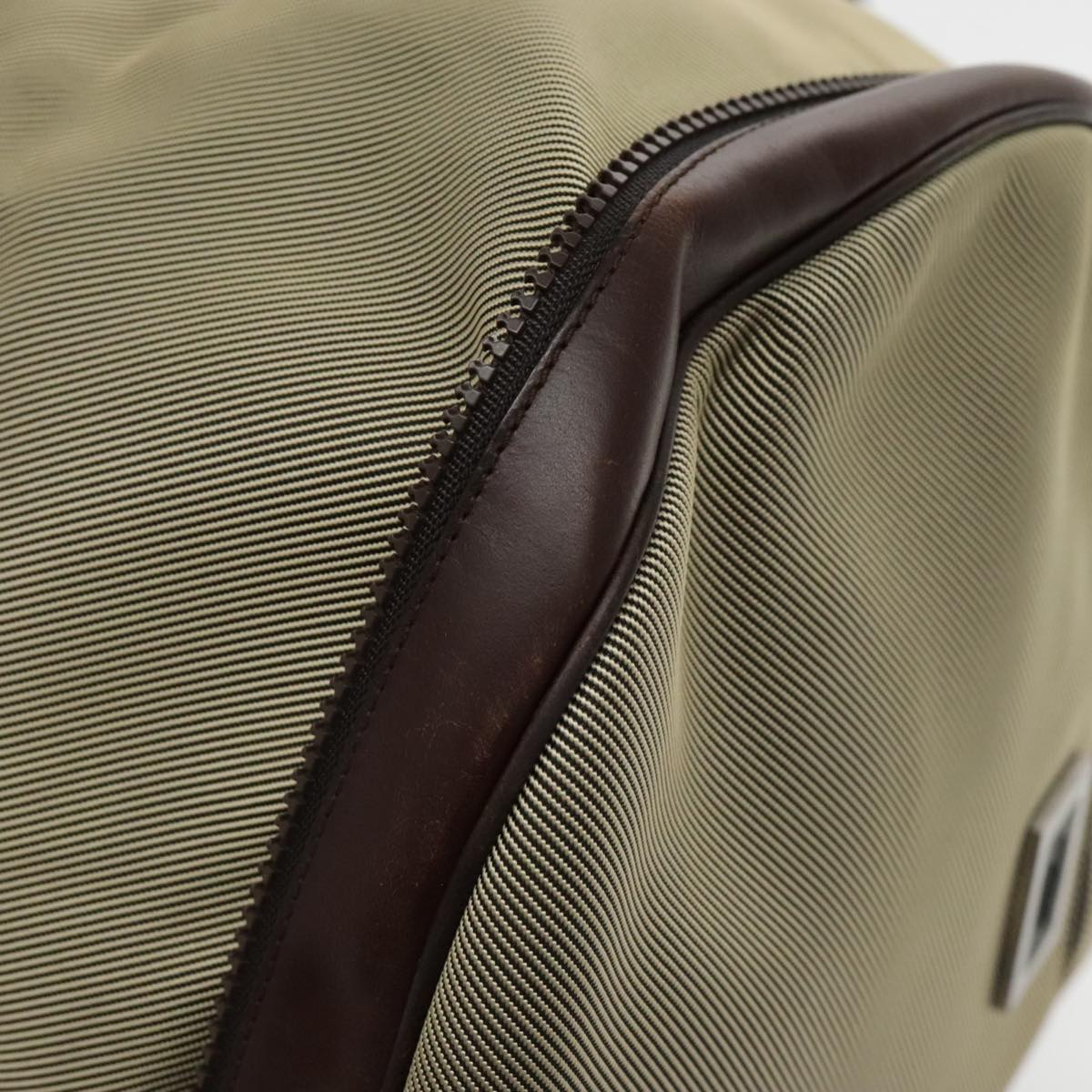 Salvatore Ferragamo Boston Bag Canvas Beige Silver Auth 90049