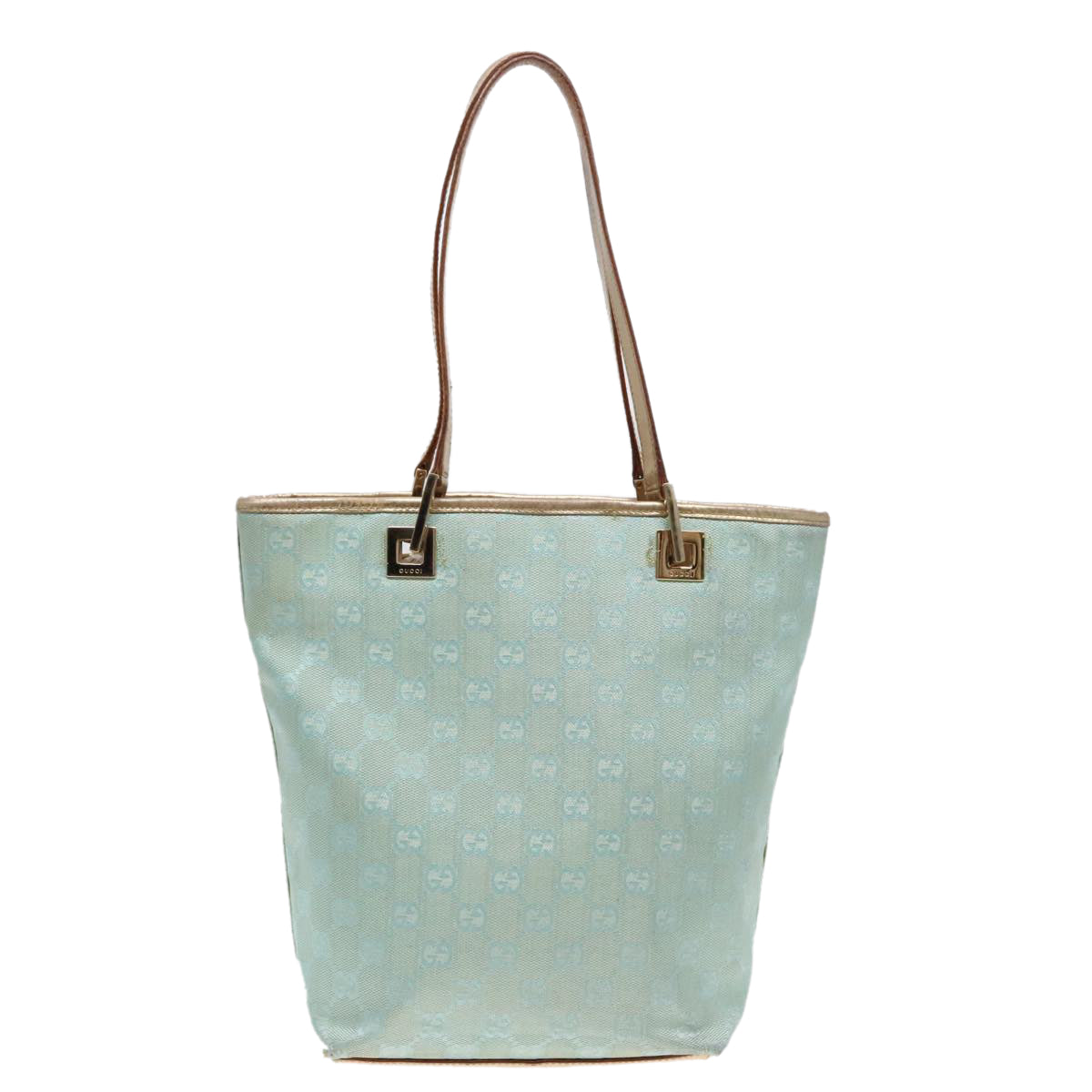 GUCCI GG Canvas Tote Bag Light Blue Gold 002 1099 Auth 90172