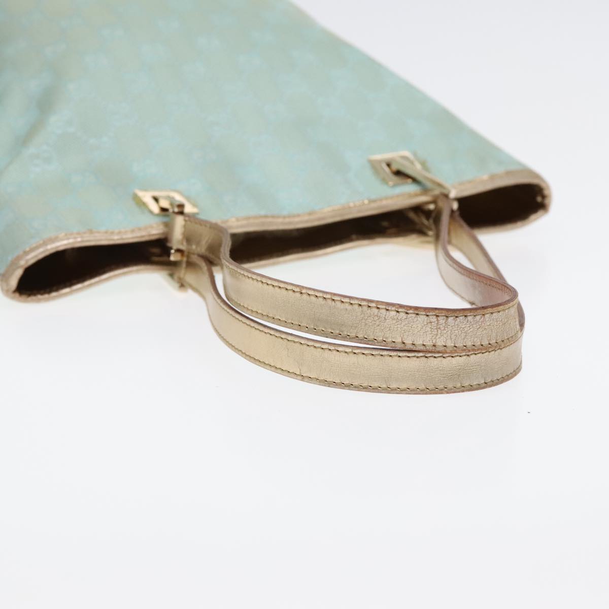 GUCCI GG Canvas Tote Bag Light Blue Gold 002 1099 Auth 90172