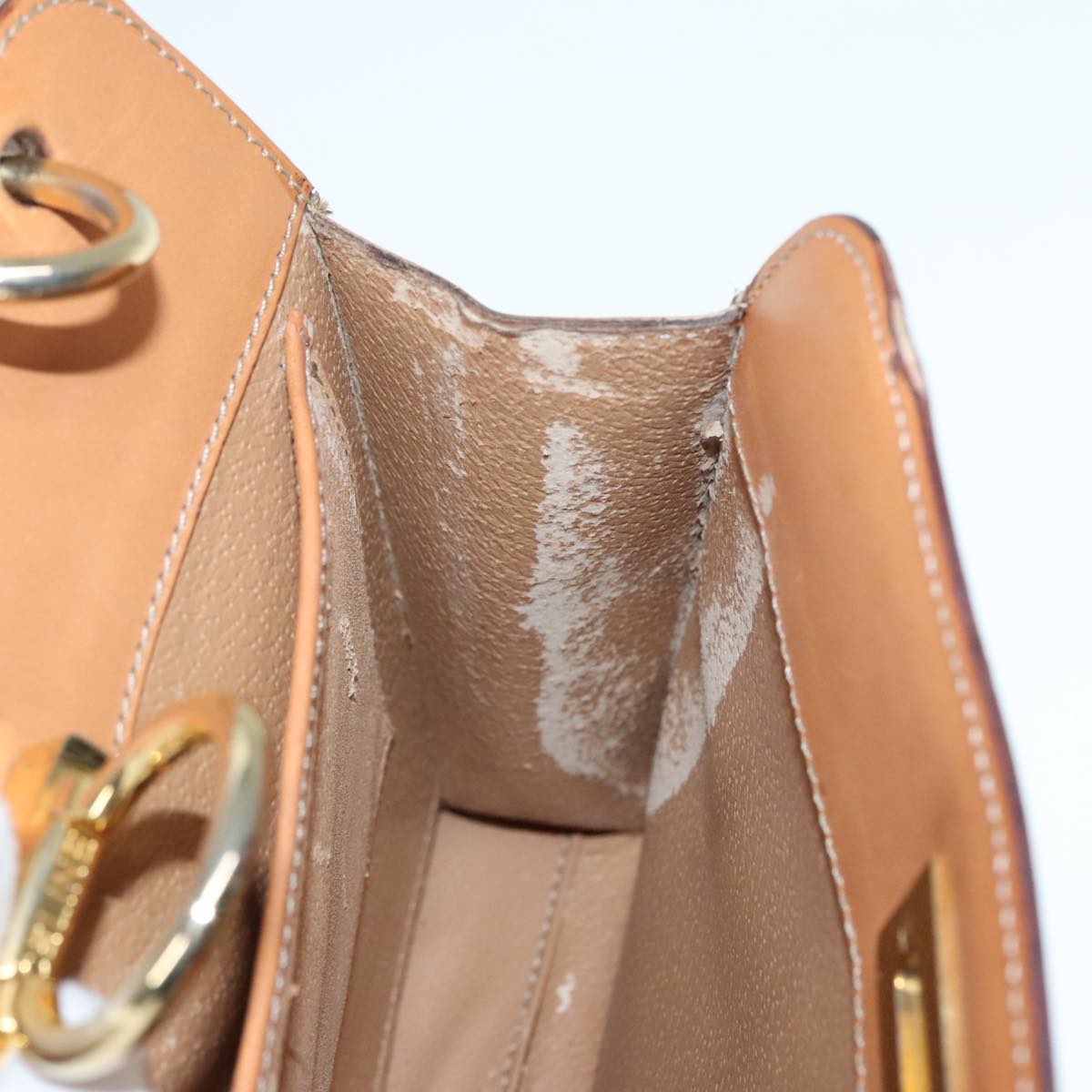 CELINE Macadam Canvas Hand Bag Beige Gold Auth 90219