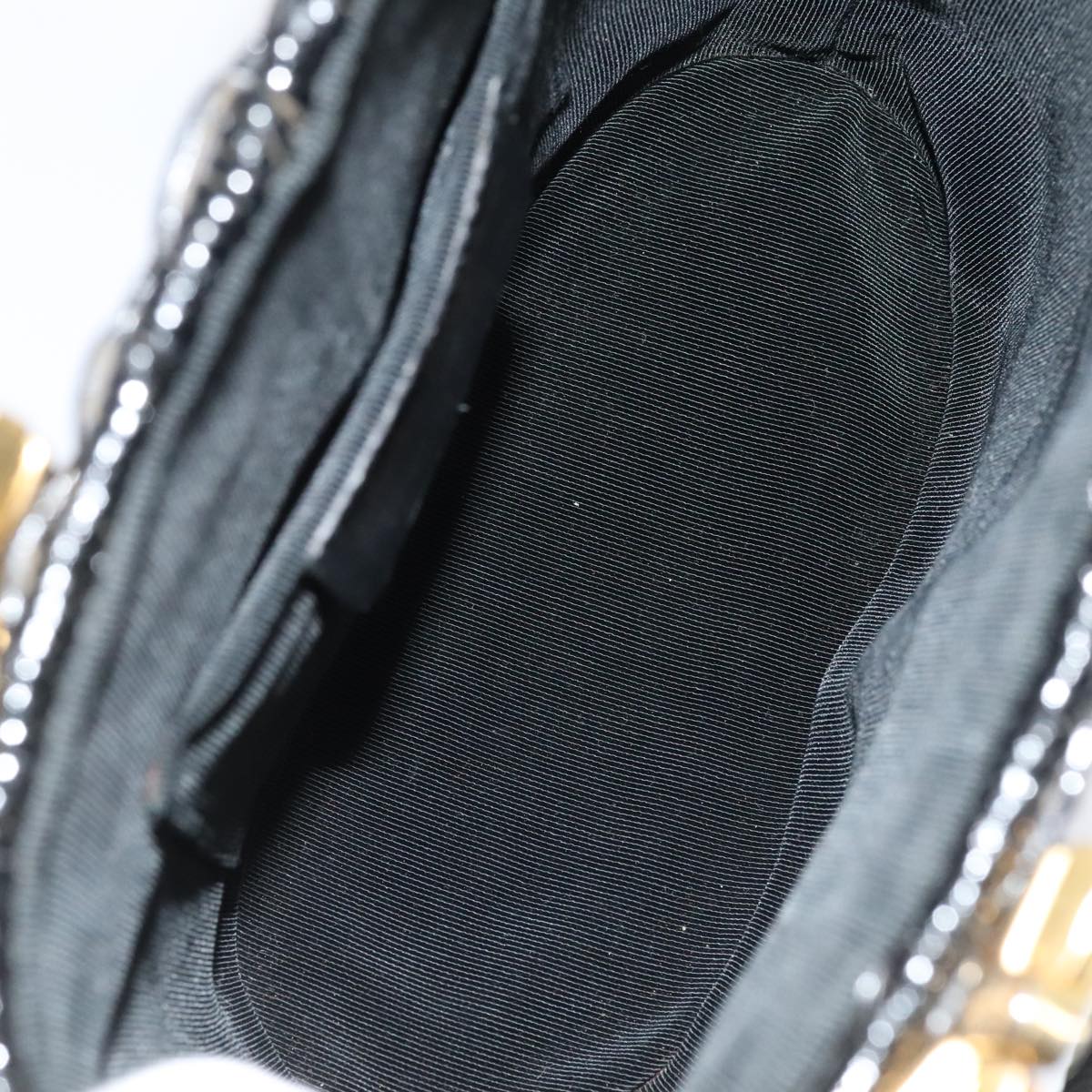 Salvatore Ferragamo Gancini Hand Bag Wicker Black Gold Auth 90245AM