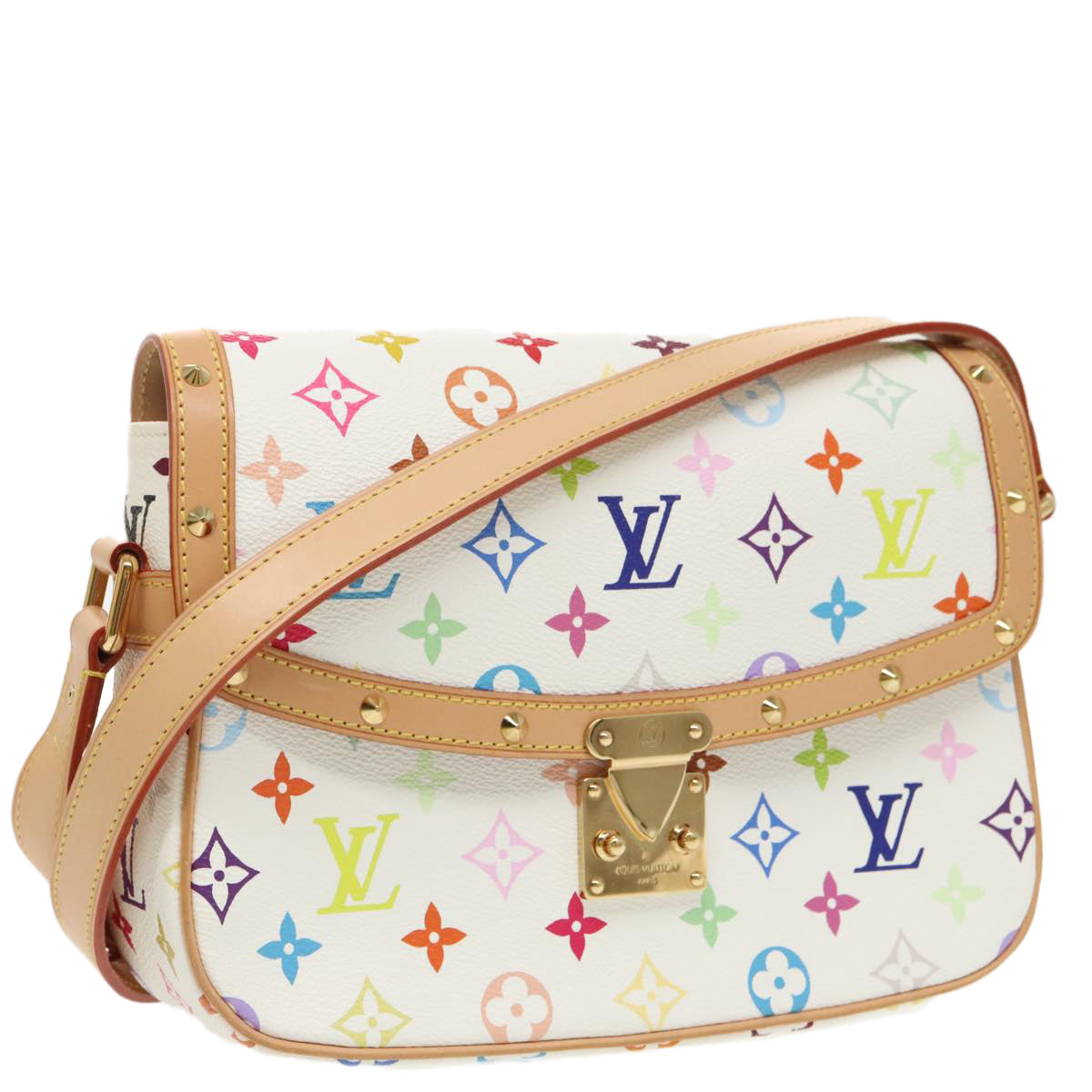 LOUIS VUITTON Monogram Multicolor Sologne Shoulder Bag White M92661 Auth 90289SM