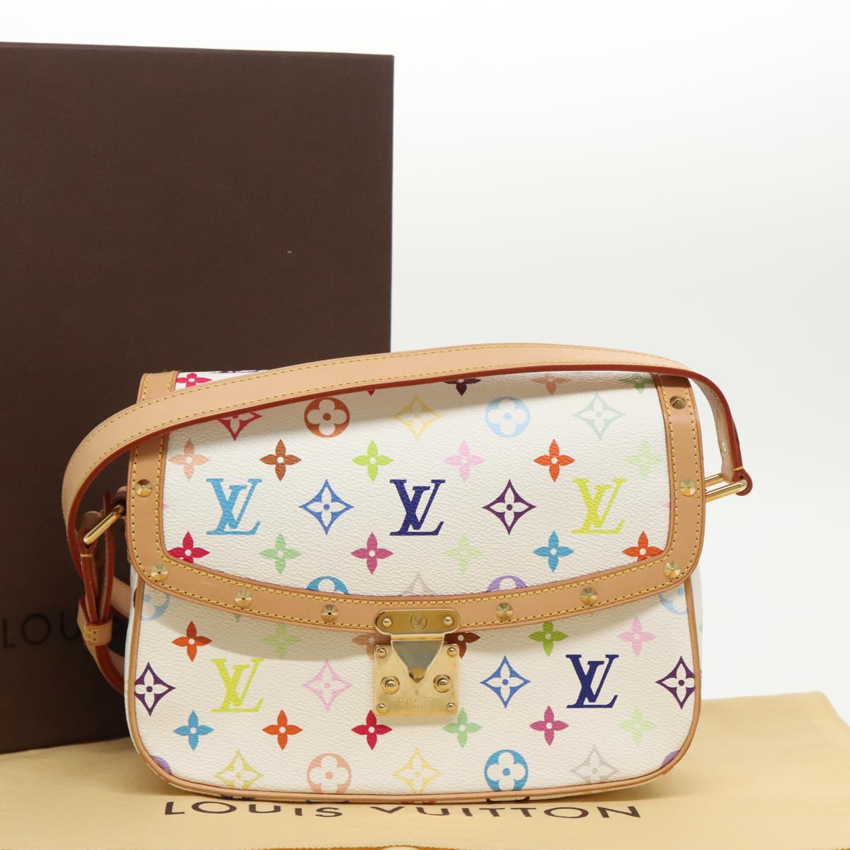 LOUIS VUITTON Monogram Multicolor Sologne Shoulder Bag White M92661 Auth 90289SM