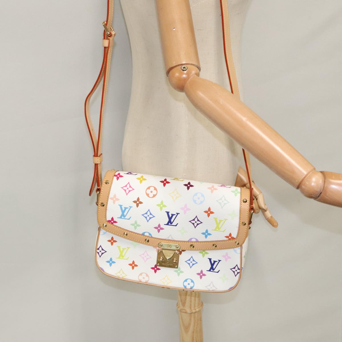 LOUIS VUITTON Monogram Multicolor Sologne Shoulder Bag White M92661 Auth 90289SM