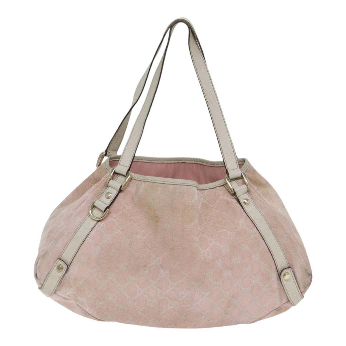 GUCCI GG Canvas Tote Bag Gold Pink 130736 Auth 90470