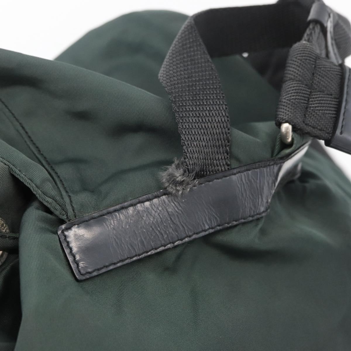 PRADA Backpack Nylon Khaki Silver Auth 90473