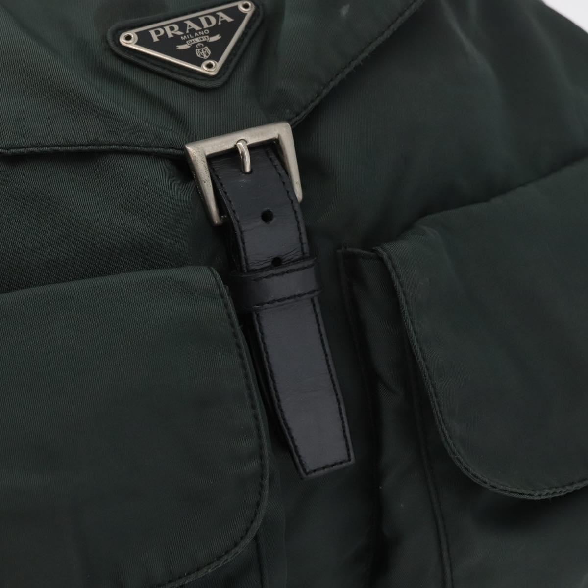 PRADA Backpack Nylon Khaki Silver Auth 90473