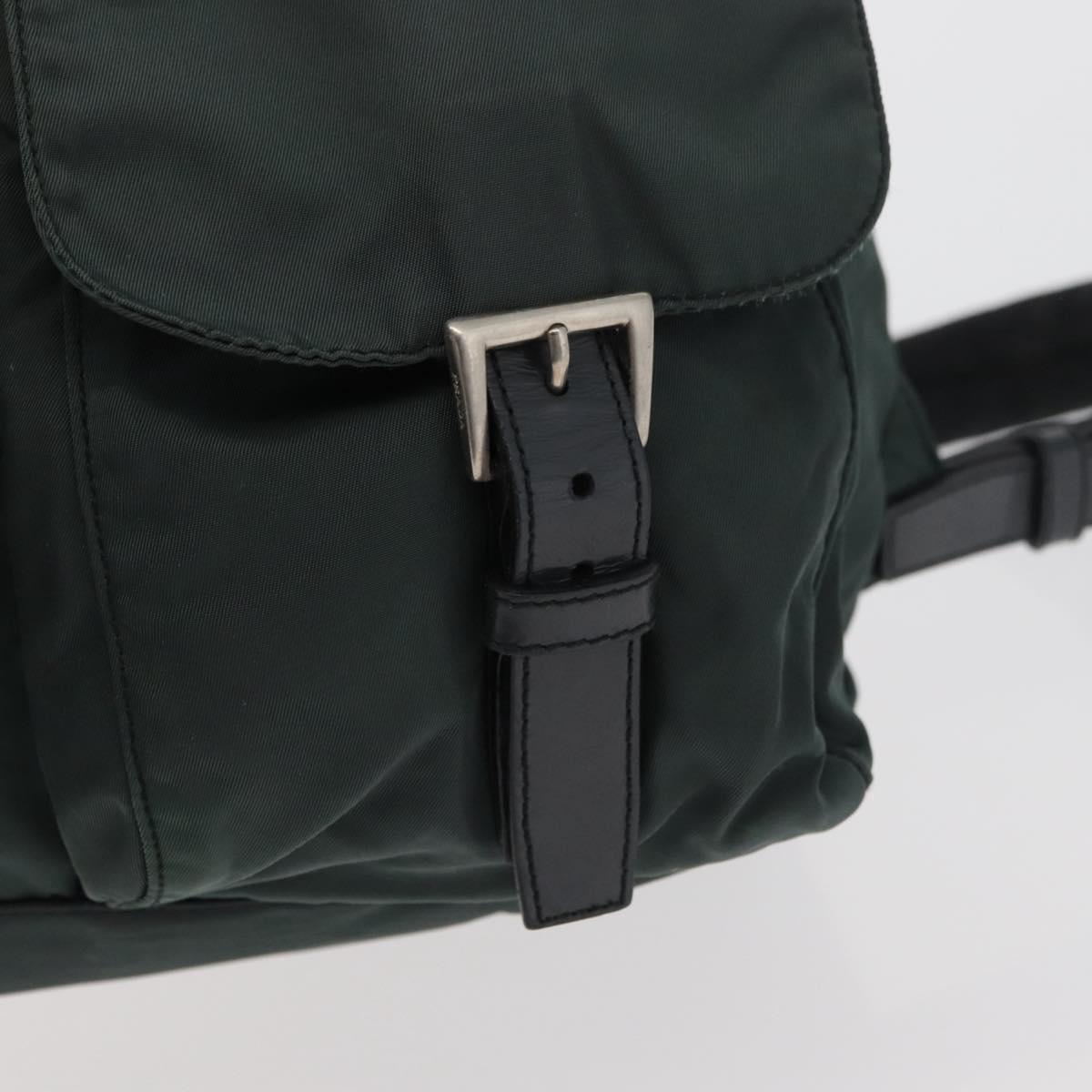 PRADA Backpack Nylon Khaki Silver Auth 90473