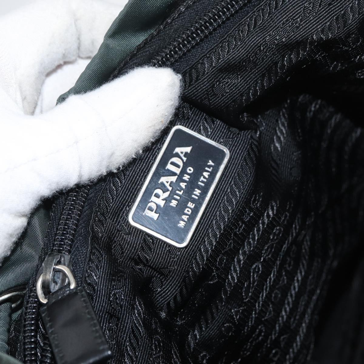 PRADA Backpack Nylon Khaki Silver Auth 90473