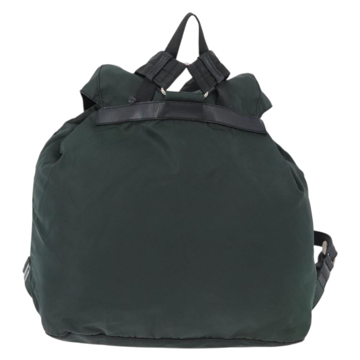 PRADA Backpack Nylon Khaki Silver Auth 90473