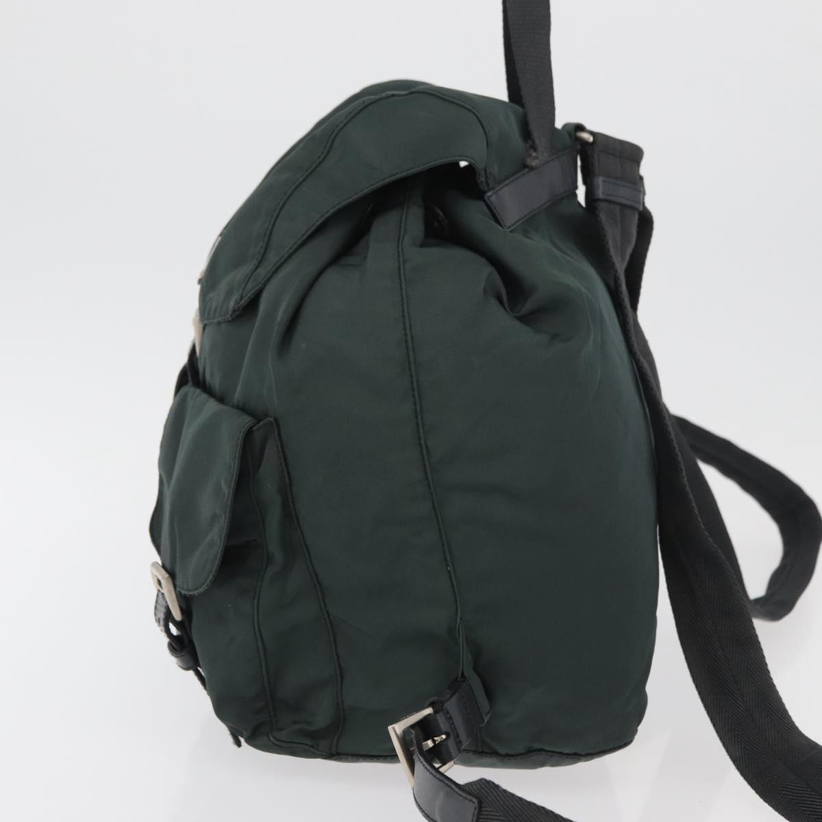 PRADA Backpack Nylon Khaki Silver Auth 90473