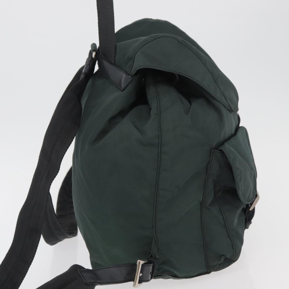 PRADA Backpack Nylon Khaki Silver Auth 90473