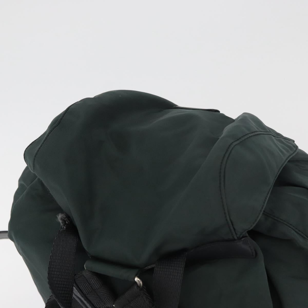 PRADA Backpack Nylon Khaki Silver Auth 90473
