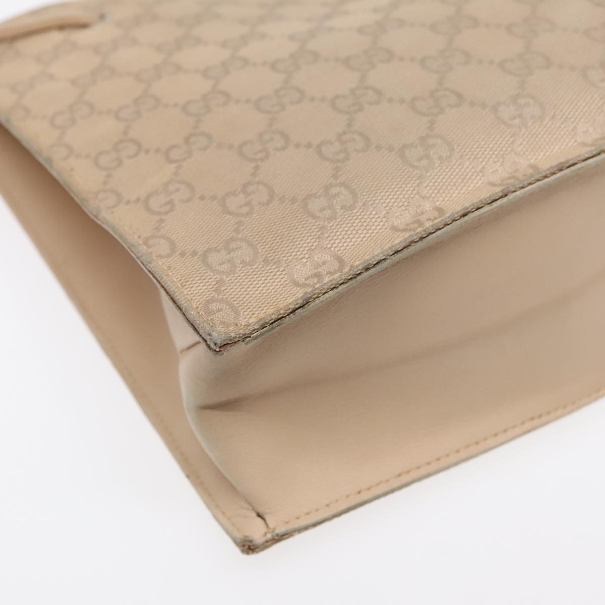 GUCCI GG Canvas Tote Bag Beige Silver 002 1053 Auth 90509