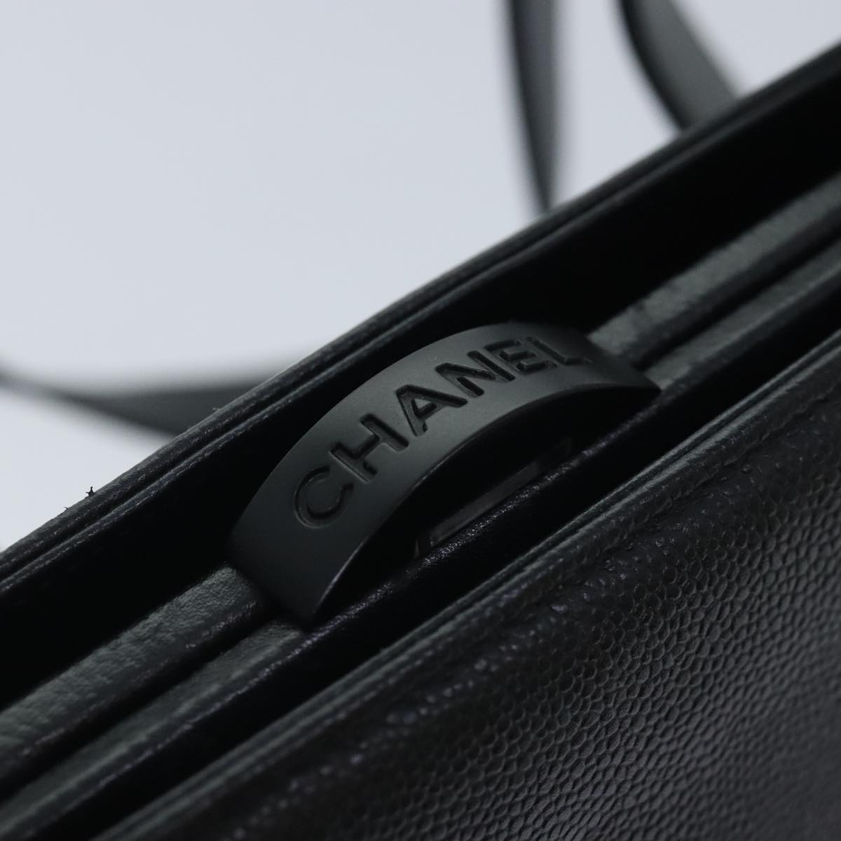 CHANEL COCO Mark Shoulder Bag Calf Skin Black CC Auth 90649