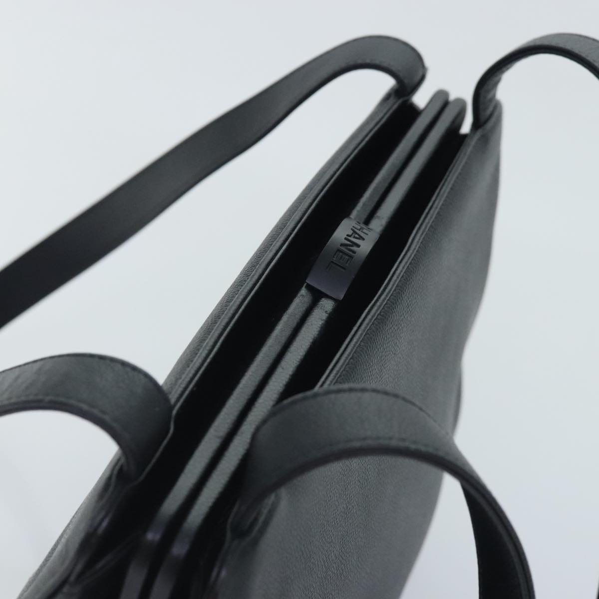 CHANEL COCO Mark Shoulder Bag Calf Skin Black CC Auth 90649