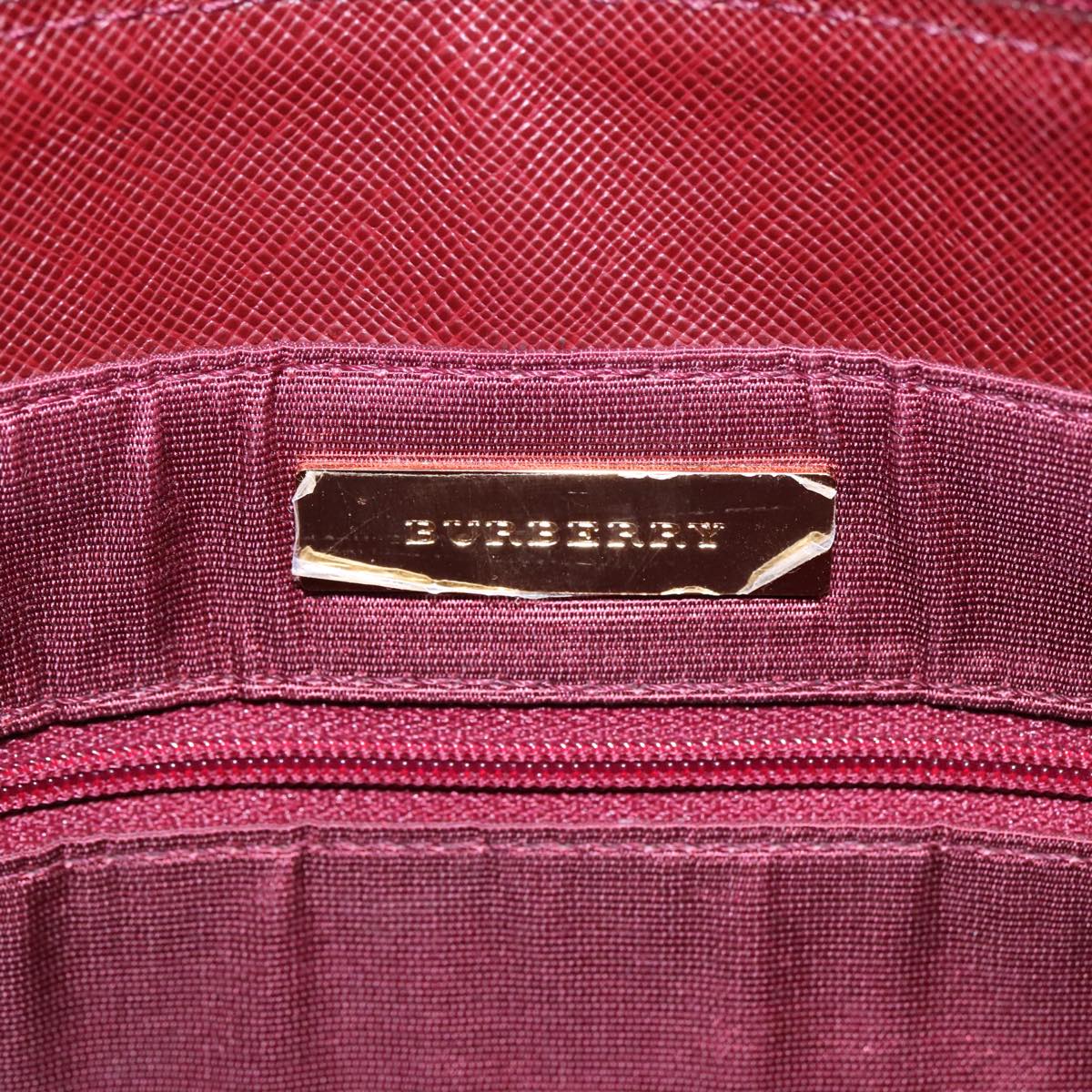 BURBERRY Nova Check Shoulder Bag Canvas Beige Red Auth 90761