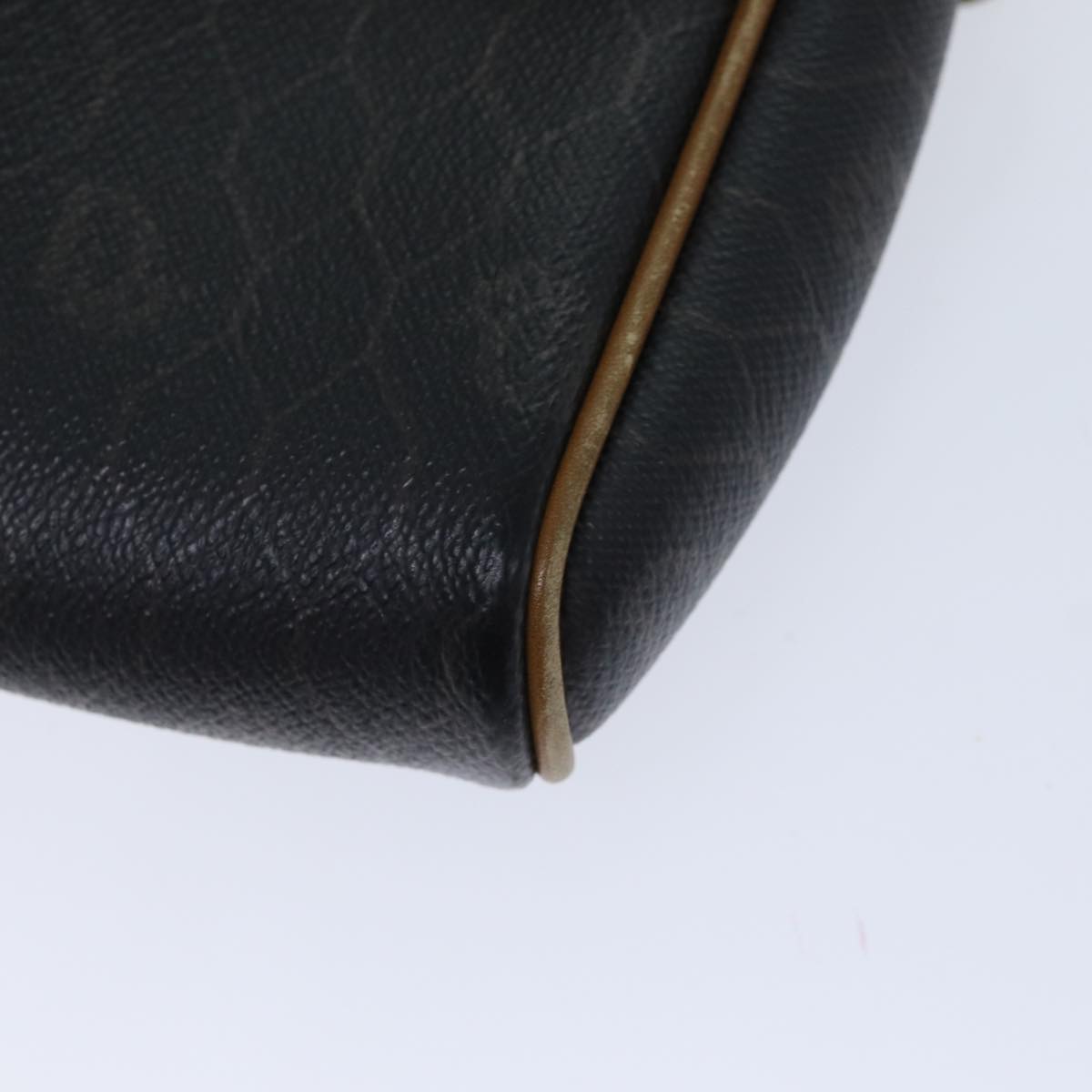 Christian Dior Honeycomb Canvas Shoulder Bag PVC Leather Black Auth 90814