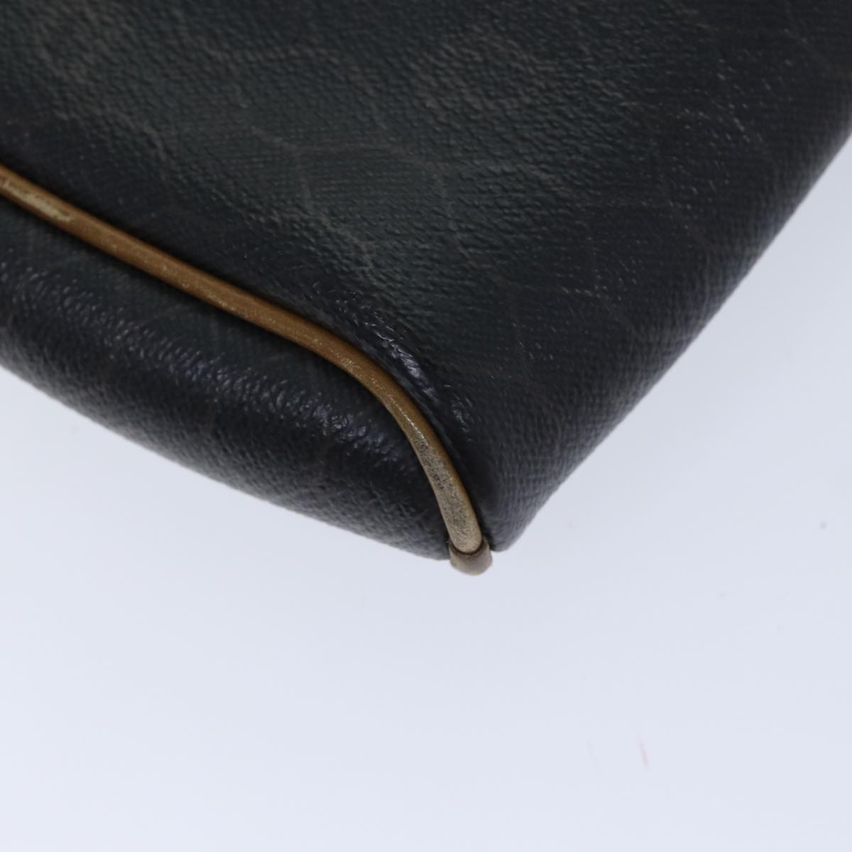 Christian Dior Honeycomb Canvas Shoulder Bag PVC Leather Black Auth 90814