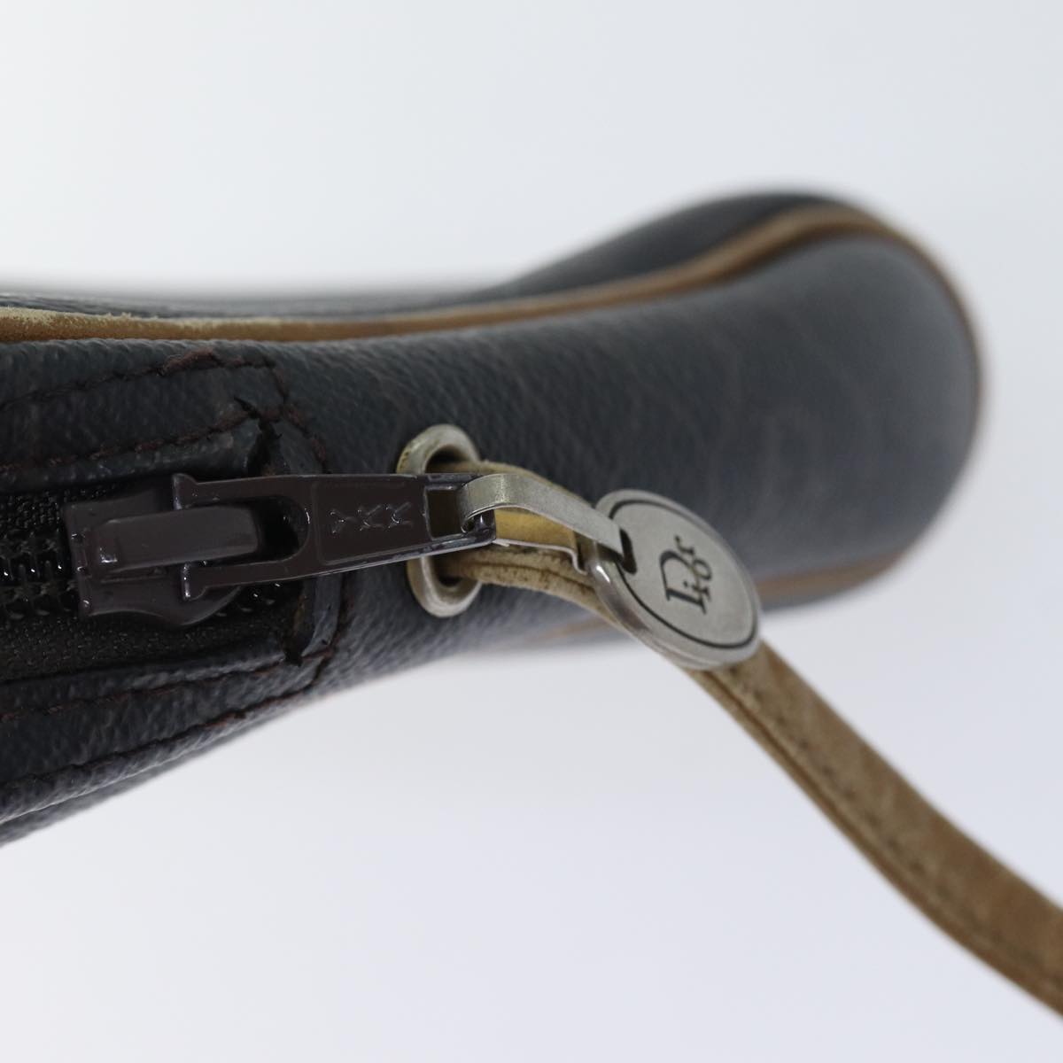 Christian Dior Honeycomb Canvas Shoulder Bag PVC Leather Black Auth 90814