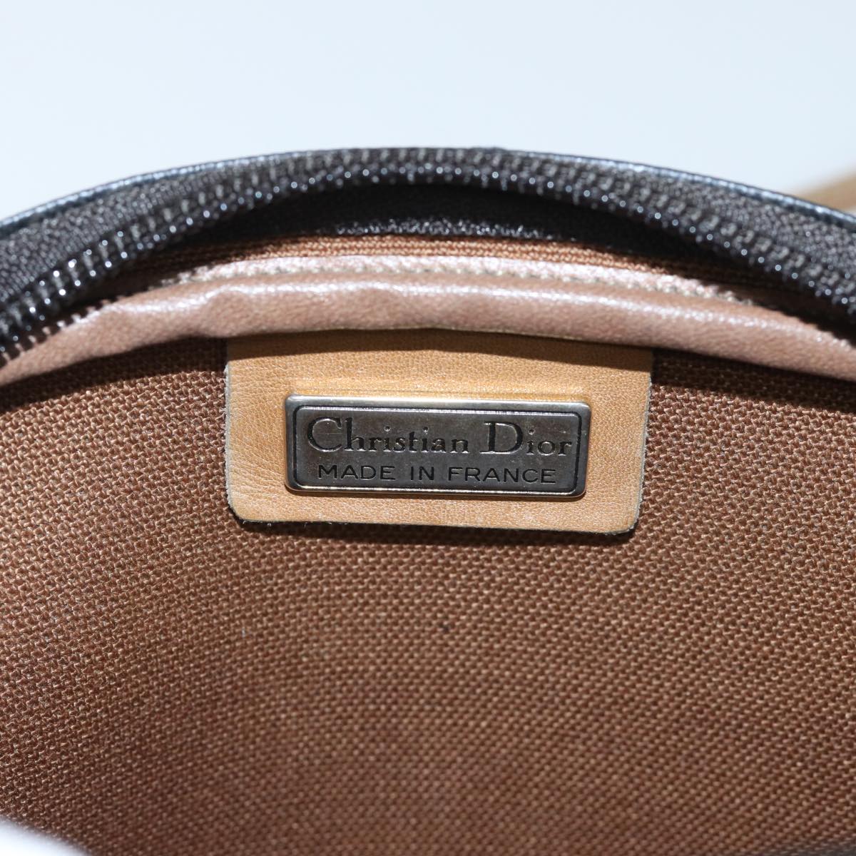Christian Dior Honeycomb Canvas Shoulder Bag PVC Leather Black Auth 90814