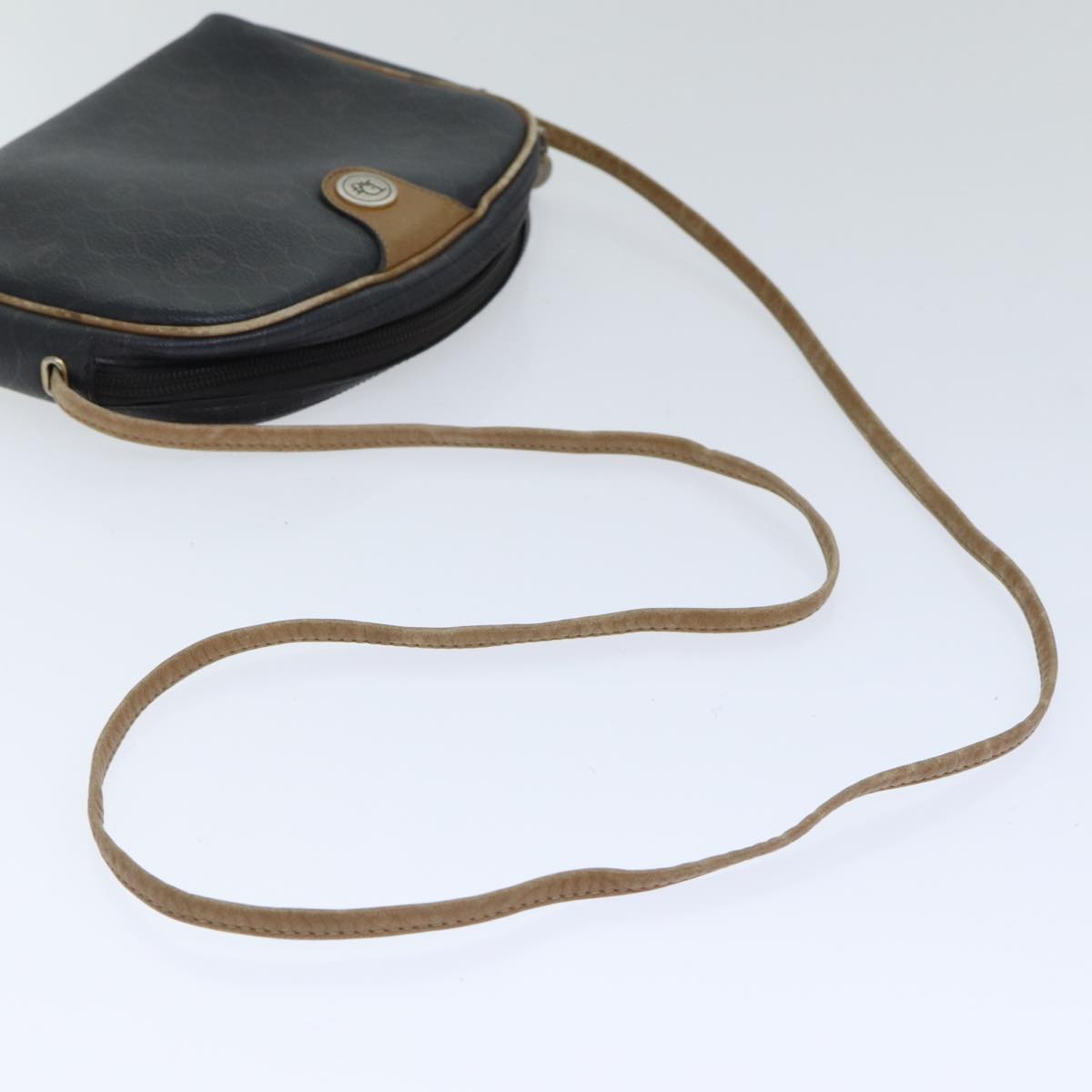 Christian Dior Honeycomb Canvas Shoulder Bag PVC Leather Black Auth 90814