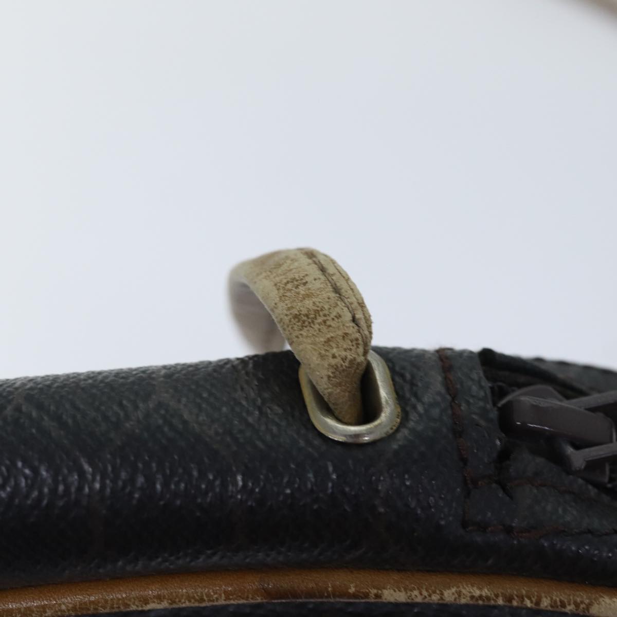 Christian Dior Honeycomb Canvas Shoulder Bag PVC Leather Black Auth 90814