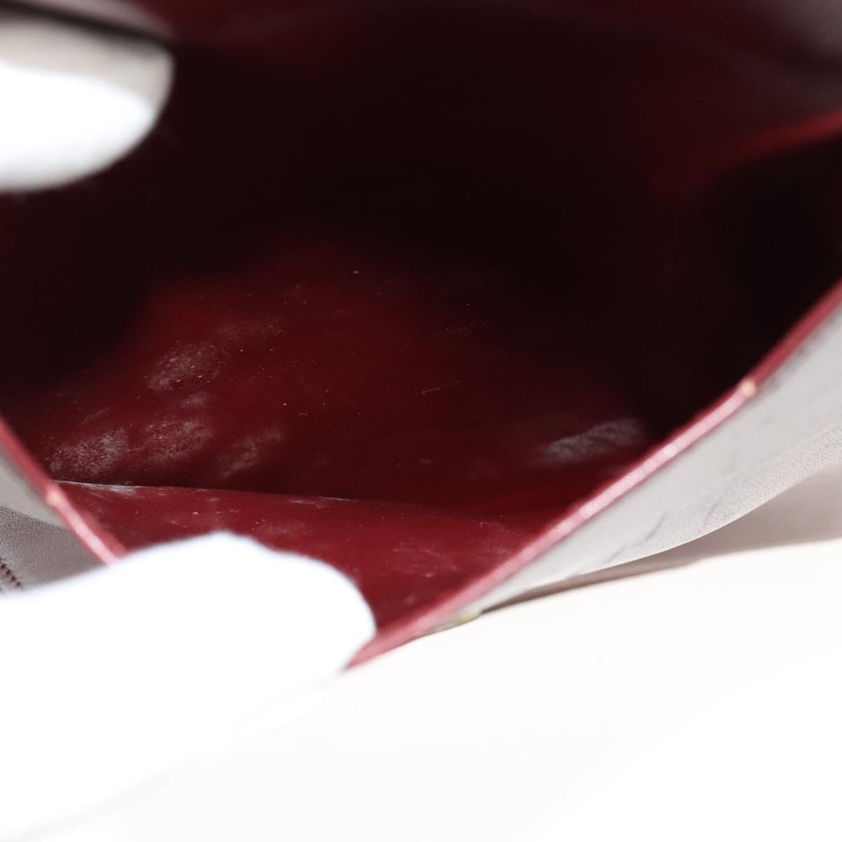 CARTIER Clutch Bag Leather Wine Red Auth 90899