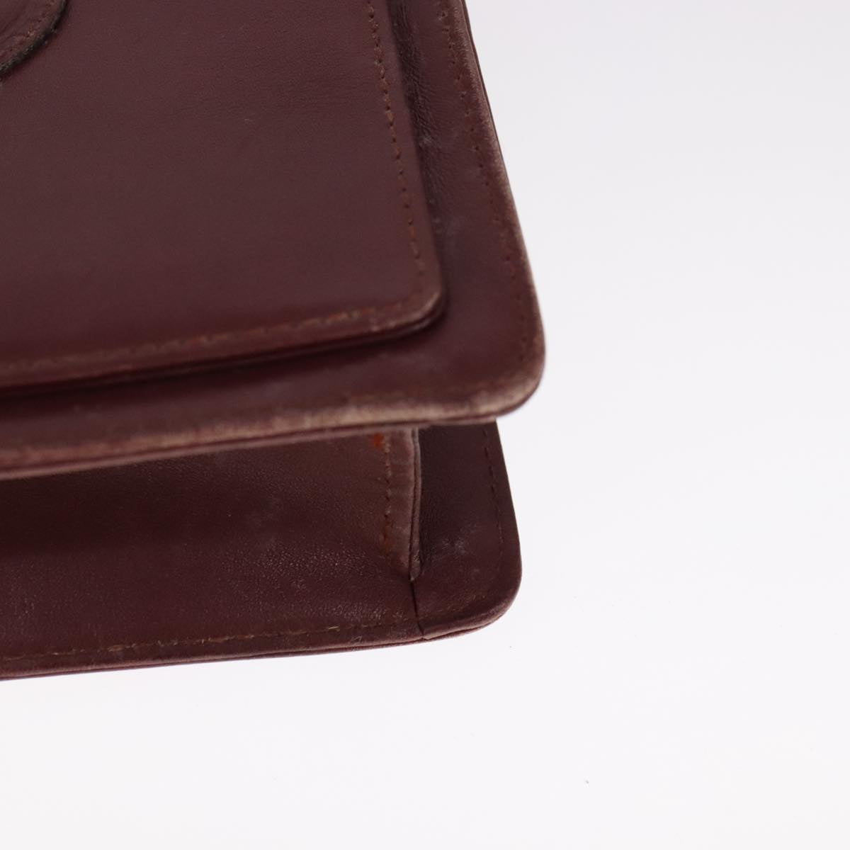 CARTIER Clutch Bag Leather Wine Red Auth 90899