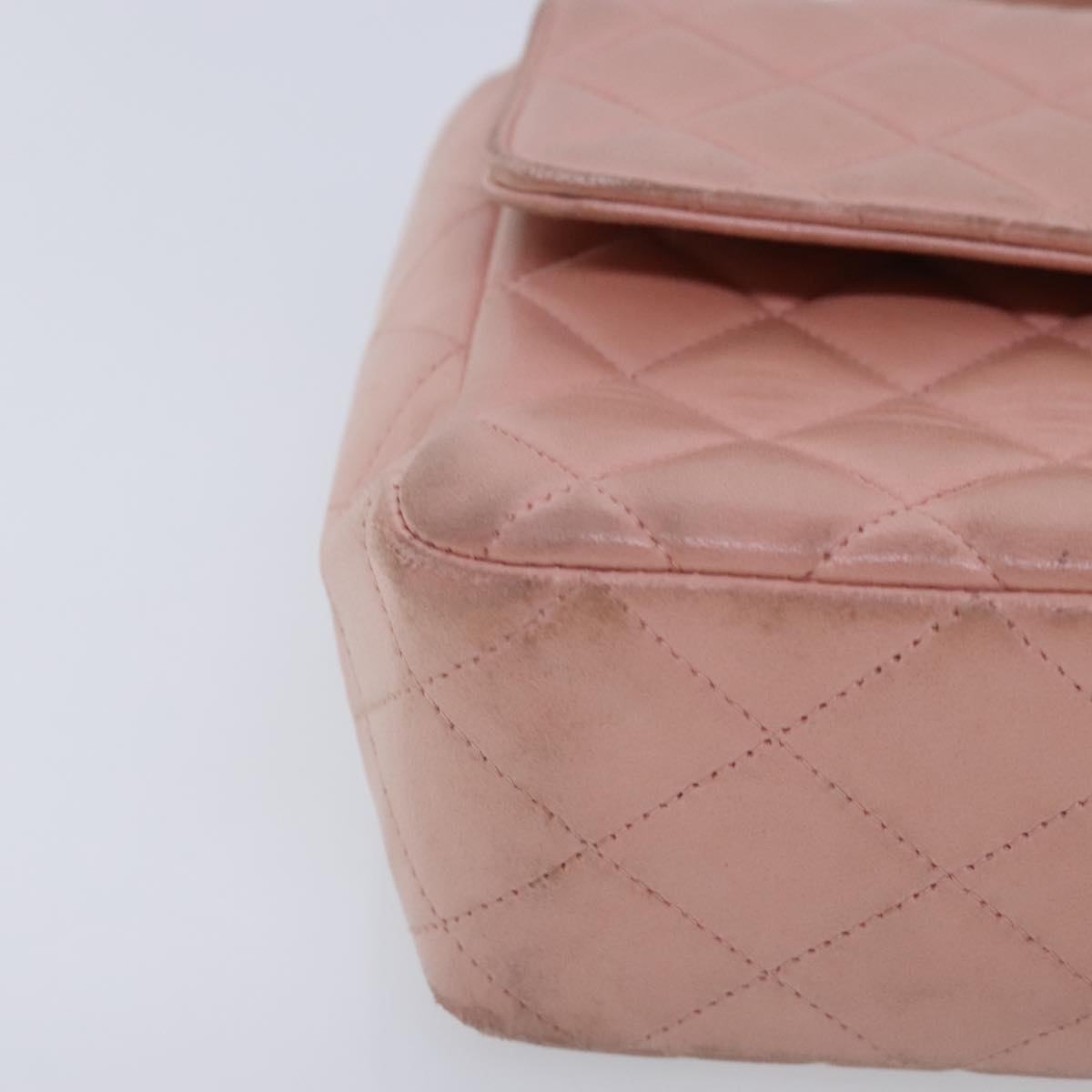 CHANEL Parent Child Bag Hand Bag Lamb Skin Pink Gold CC Auth 90957SAV