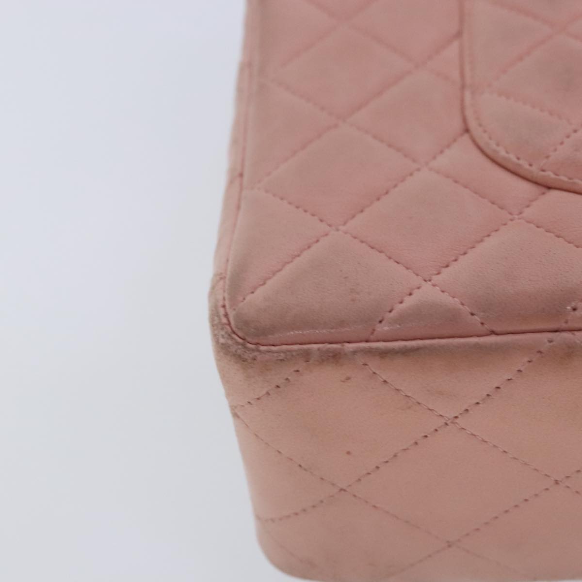 CHANEL Parent Child Bag Hand Bag Lamb Skin Pink Gold CC Auth 90957SAV
