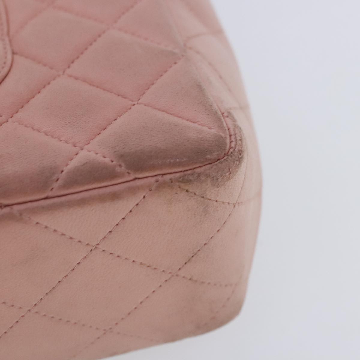 CHANEL Parent Child Bag Hand Bag Lamb Skin Pink Gold CC Auth 90957SAV