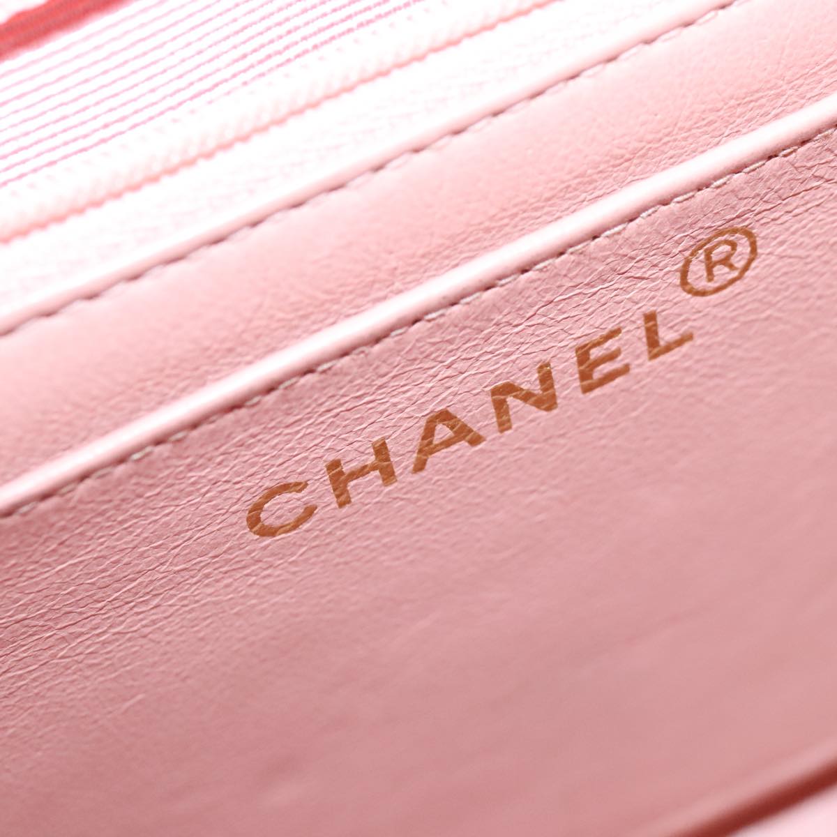 CHANEL Parent Child Bag Hand Bag Lamb Skin Pink Gold CC Auth 90957SAV